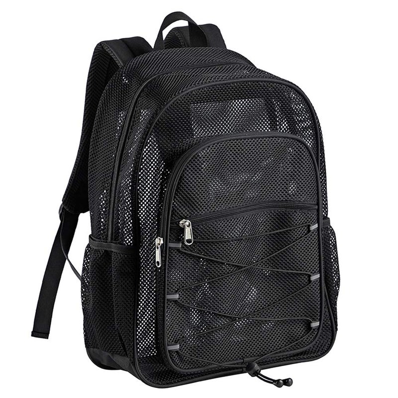 COVAX Heavy Duty Mesh Backpack, See Through College Backpack, Semi-transparent Mesh Bookbag with Bungee and Comfort Padded Straps for Commuting, Swimming, Beach, Outdoor Sports - Image 1